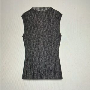 Zara Black Lace-Texture Sleeveless Tank